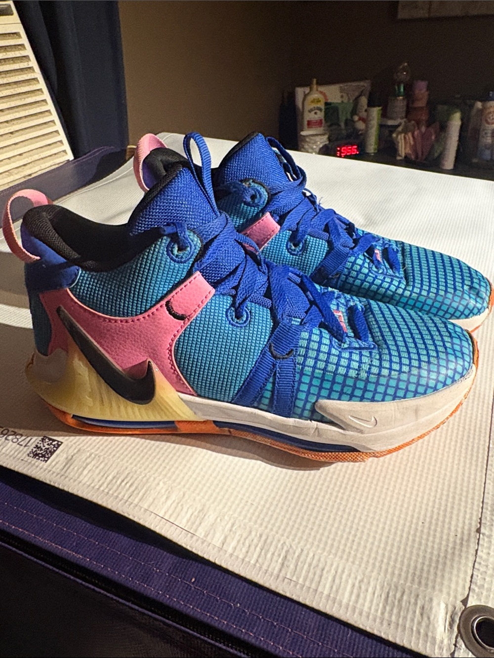 YouthNike Kids Blue, Pink and Yellow basketball Sneakers